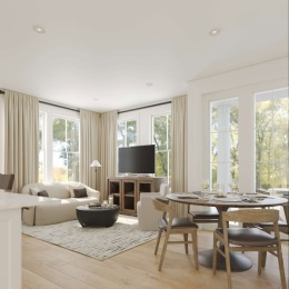 living room with seating tv and table