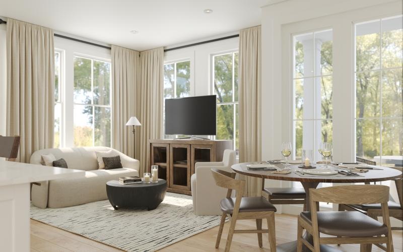 a living room with a large window
