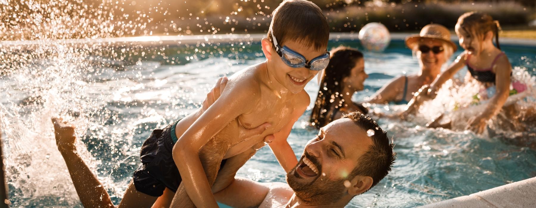 a group of people in a swimming pool